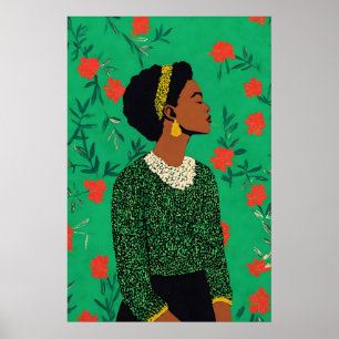 Impression d'art de femme afrocentrique Giclée flo