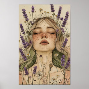 Impression d'art de fille Cottagecore esthétique