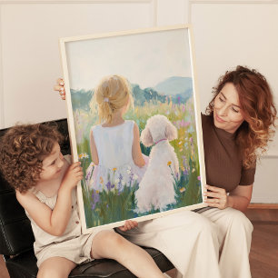 Impression d'art de fille et de chien grand millén