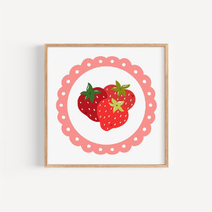 Impression d'art de fraise coquette dessinée à la