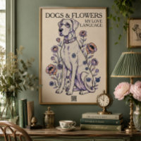 Impression d'art de Grand Danois & Fleurs