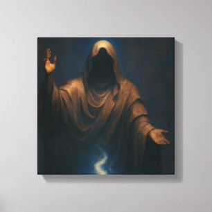 Impression d'art de la figure encapuchonnée de la
