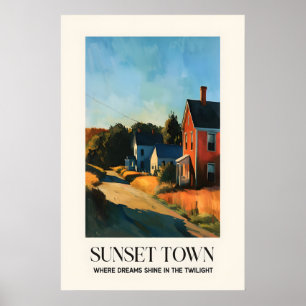 Impression d'art de la ville du crépuscule, paysag