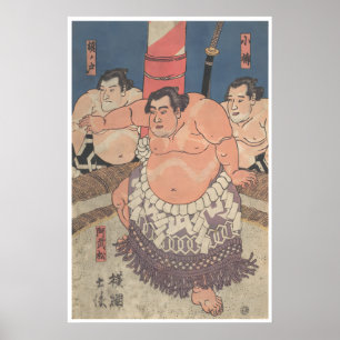 Impression d'art de lutteur de sumo Japon vintage