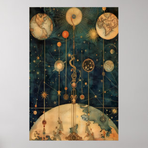 Impression d'art de mécanique céleste Carte des ét