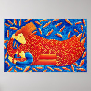 Impression d'art de mère et fils avec peinture de