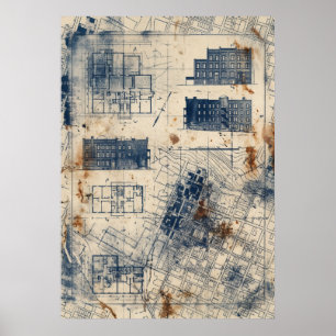 Impression d'art de plan de construction de ville