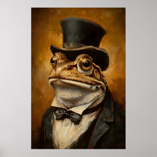 Impression d'art de portrait de grenouille vintage