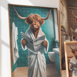 Impression d'art de salle de bain de vache Highlan