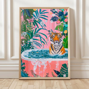 Impression d'art de tigre dans une baignoire, déco