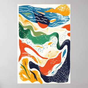 Impression d'art de vagues océaniques abstraites d
