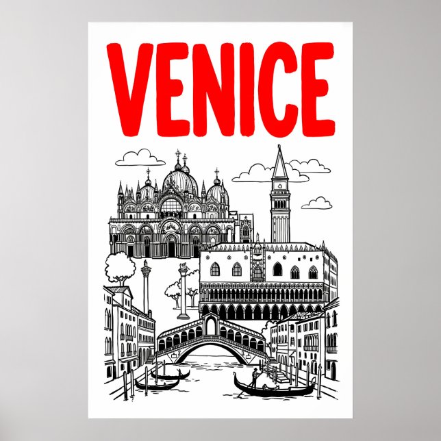 Impression d'art de voyage à Venise, Gondole et Ba (Devant)