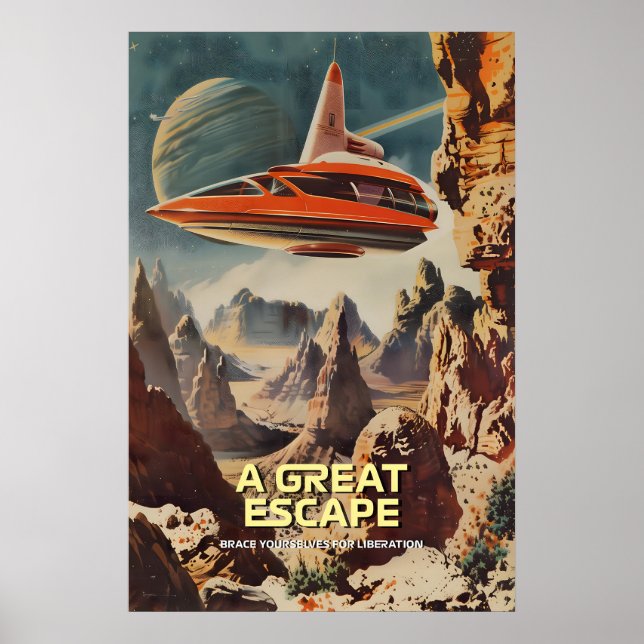 Impression d'art de voyage spatial rétro-futuriste (Devant)