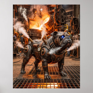 Impression d'art du bouledogue pneumatique en font