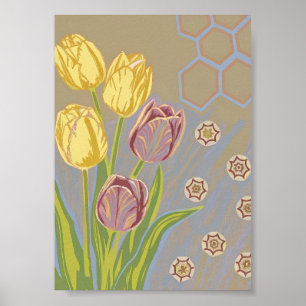 Impression d'art du jardin de tulipes géométriques