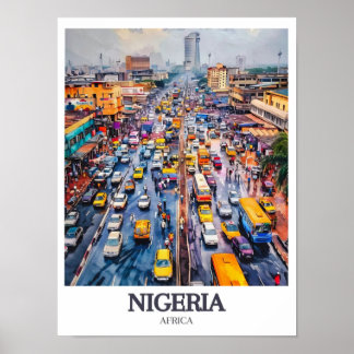 Impression d'art du Nigeria - Affiche de Lagos -