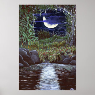 Impression d'art en acrylique de Moonlight Falls
