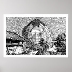 Impression d'art en ligne d'architecture de lotus