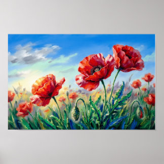 Impression d'art fin de Coquelicots Rouge Vibrant 