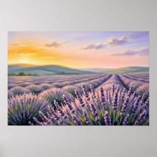 Impression d'art fine Coucher de soleil sur champ 