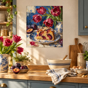 Impression d'art Gâteau aux prunes et tulipes
