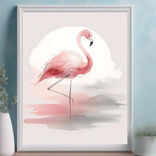 Impression d'art minimaliste tropical flamingo ros (Créateur téléchargé)