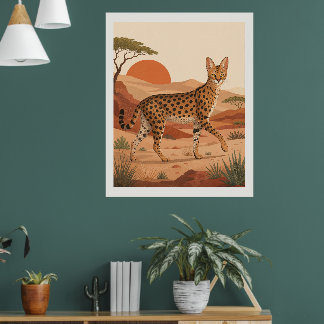 Impression d'art mural bohème de safari de chat Sa
