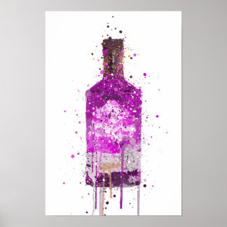 Impression d'art mural de bouteille de gin 'Magent