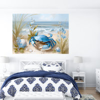 Impression d'art mural de crabe bleu de bord de me