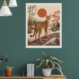 Impression d'art mural de jardin de chat de Savann