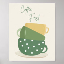 Impression d'art mural de tasses rétro boho "Café 
