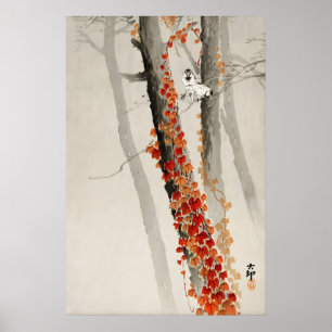 Impression d'art mural de vigne d'oiseau japonaise