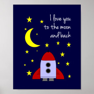 Impression d'art mural Je t'aime jusqu'à la lune e