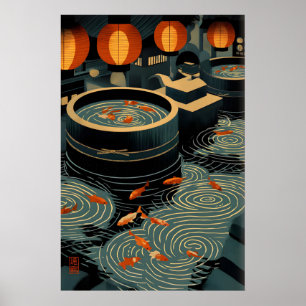 Impression d'art mural Koi Bassins circulaires et