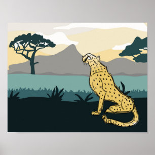 Impression d'art non domptée Cheetah 14" x 11"