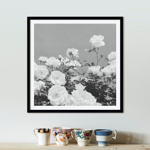 Impression d'art photo de jardin floral Roses gris
