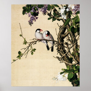 Impression d'art vintage chinoiserie lilas et oise