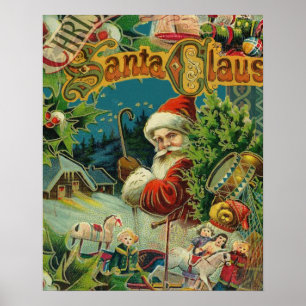 Impression d'art vintage de Noël en collage de San