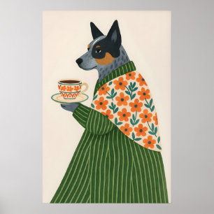 Impression de café de chien de bétail australien,
