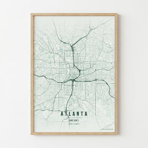 Impression de carte d'Atlanta Géorgie Affiche de W