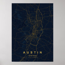 Impression de carte stylisée d'Austin Texas | Mode