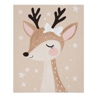Impression de cerf mignon, Affiche de nurserie pou