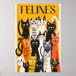 Impression de chat de style Matisse couleur Félin