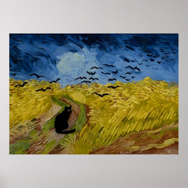 Impression de chat Vincent Van Gogh Wheatfield wit (Devant)