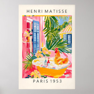 Impression de coq dans une baignoire Ferme de mais