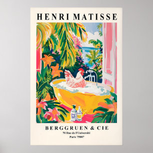Impression de coq dans une baignoire Rose Salle de