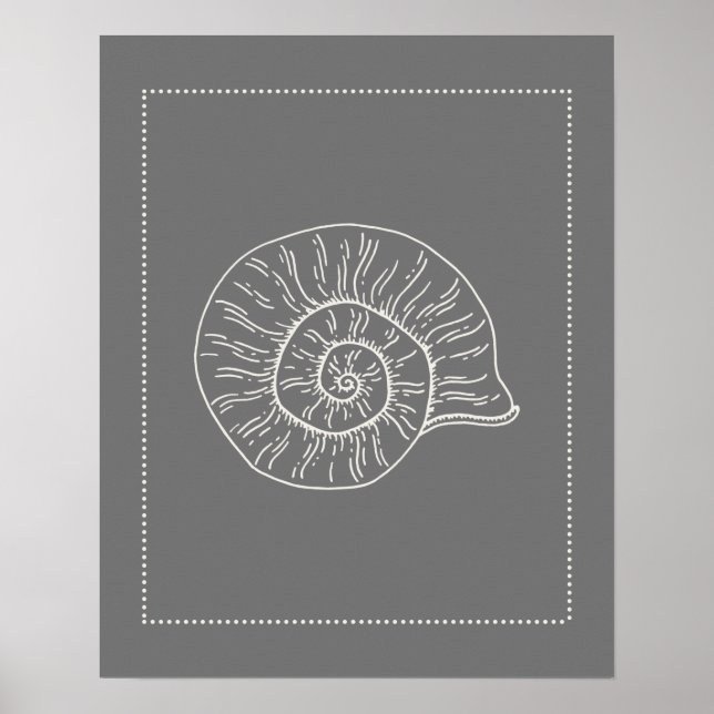 Impression de coquille spirale de style Hamptons (Devant)