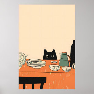 Impression de cuisine Black Cat Art moderne du mil