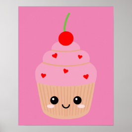 Impression de cupcake rose, décoration de chambre