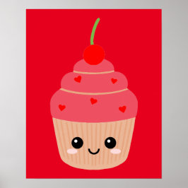 Impression de cupcake rouge, thème dessert
